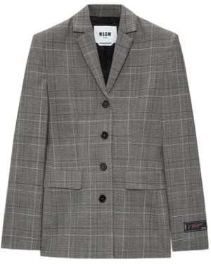 MSGM Checked Blazer - Grey