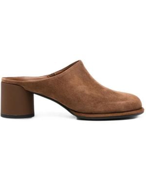 ADRIANNA FERETTI Mules En Daim À Talon Épais - Brown