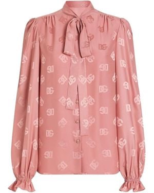 Dolce & Gabbana Dna Logo-Print Blouse - Pink