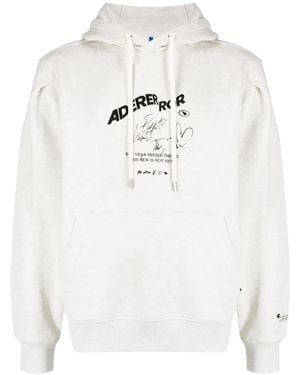 Adererror Logo-Print Stretch-Cotton Hoodie - White
