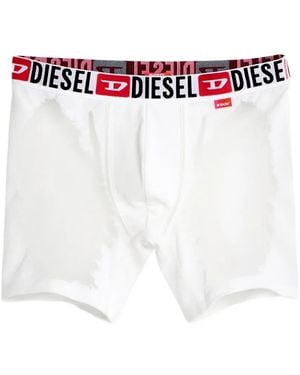 DIESEL Boxer À Bande Logo Et Empiècements Transparents - Blanc