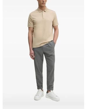 BOSS Zip-Up Polo Shirt - Natural