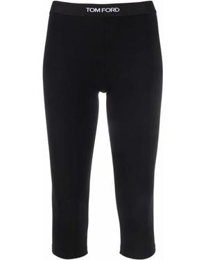 Tom Ford Logo Waistband Cropped Leggings - Blue