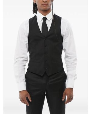 Corneliani Button-Down Wool Waistcoat - Black