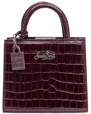 MC2 Saint Barth Mini Croc-Embossed Satchel Bag - Purple