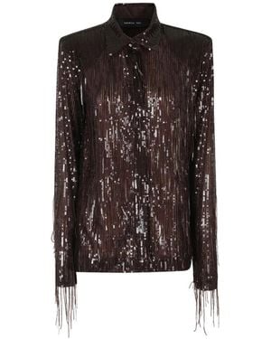 FEDERICA TOSI Chemise À Franges Ornées De Sequins - Brown