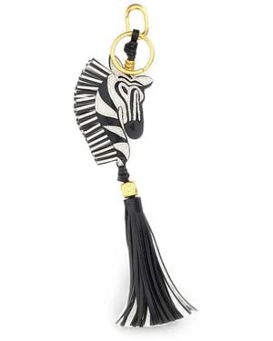 Gianni Chiarini Zebra-Charm Tassel Keyring - White