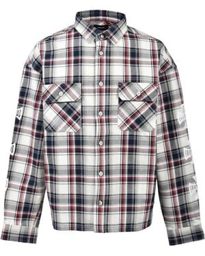 BREATH Check-Pattern Graphic-Print Shirt - White
