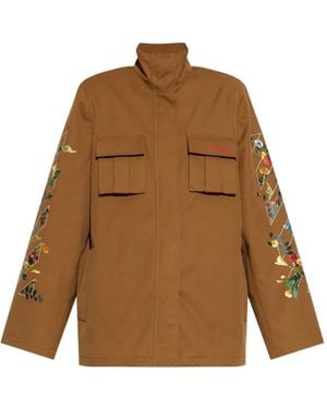 Off-White c/o Virgil Abloh Floral-Arrow Print Utility Jacket - Brown