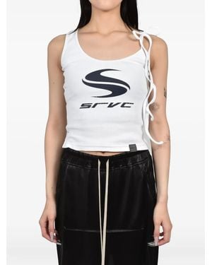 SRVC Studio Graphic-Print Tie-Strap Tank Top - White