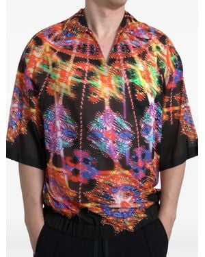 Dolce & Gabbana Luminarie-Print V-Neck T-Shirt - Red