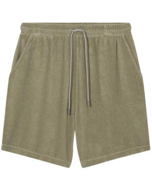 Closed Drawstring Terry-Cloth Shorts - Green