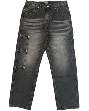 THUG CLUB Ausgeblichene Jeans Mit Nieten - Grau