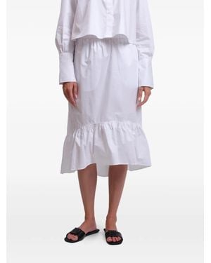 ARMANI EXCHANGE Ruffled-Trim Elasticated-Waist Skirt - White