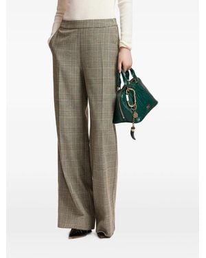 Essentiel Antwerp Kelline1 Checked Wide-Leg Trousers - Green