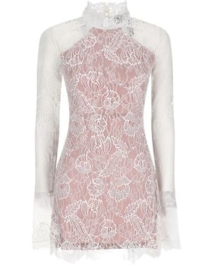 retroféte Lace Mock-Neck Mini Dress - Pink
