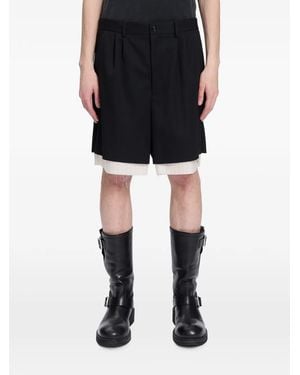 Ann Demeulemeester Pleated Layered Shorts - Black