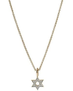 John Hardy Collar Jh Essential Star Of David En Oro Amarillo De 14 Ct Con Diamante - Metálico