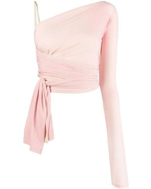 MM6 by Maison Margiela Asymmetric Wraparound Cropped Top - Pink