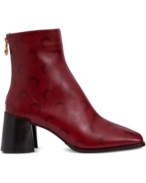 Marine Serre 65Mm Crescent Moon-Print Boots - Red