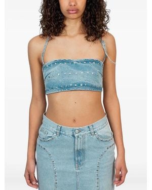 GIMAGUAS Top Denim Luna Con Borchie - Blu