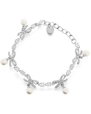 Self-Portrait Crystal-Embellished Bow-Detail Bracelet - White