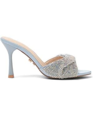 Twentyfourhaitch Canberra Crystal-Embellished Mules - White