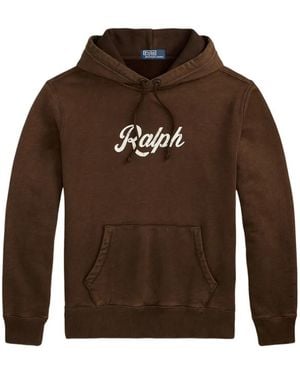 Polo Ralph Lauren Logo-Print Drawstring Hoodie - Brown