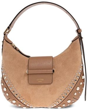 Jimmy Choo Small Bar Studded Shoulder Bag - White