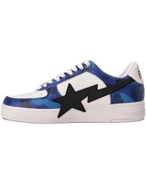 A Bathing Ape Sta Logo-Patch Low-Top Sneakers - Blue