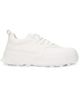 Jil Sander Orb Lace-Up Leather Sneakers - White