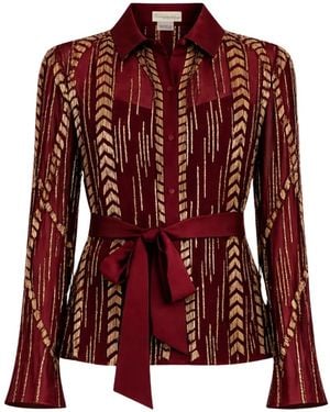 Temperley London Viola Sequin-Embellished Shirt - Red