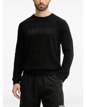 Guess Sudadera Con Logo Estampado - Negro
