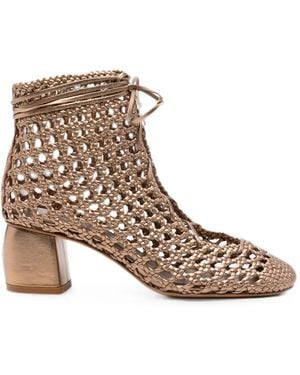 forte_forte Woven Lace-Up Ankle Boots - Brown
