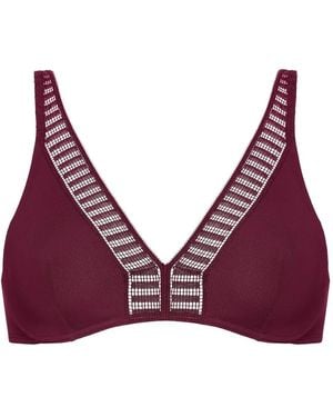 Eres Stripe-Lace Triangle Bra - Purple