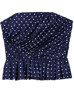 Maje Strapless Blouse Met Stippen - Blauw