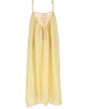 Chloé Lace-Trimmed Silk Midi Dress - Yellow