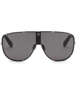 Philipp Plein Stud Pilot-Frame Sunglasses - Grey