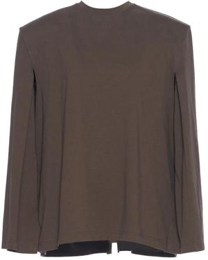 Pushbutton T-Shirt mit Schulterpolstern - Braun