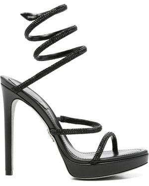 Rene Caovilla Crystal-Embellished Sandals - Black