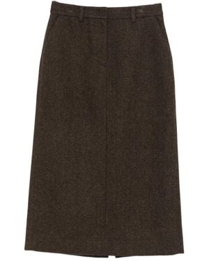 DUNST Gestrickter Midirock - Braun