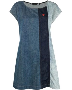 Love Moschino Stripe-Panel Denim Dress - Blue