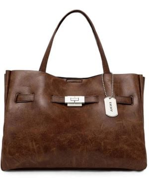 DKNY Bryar Twist-Lock Logo-Tag Tote Bag - Brown
