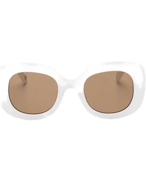 Benetton Logo-Print Square-Frame Sunglasses - Natural