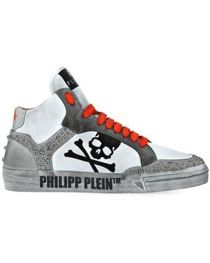 Philipp Plein Strass Retrokickz Tm Hi-Top Sneakers - White