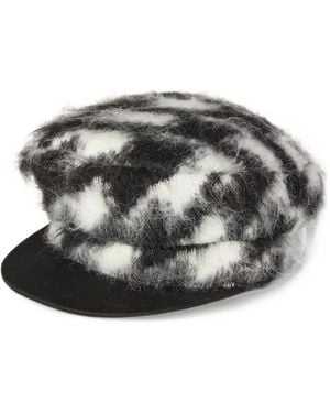 Perfect Moment Houndstooth Alpaca Captain Hat - Black