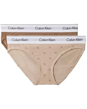 Calvin Klein Slip Mit Monogramm-Print - Natur
