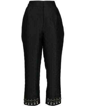 Shiatzy Chen Embroidered-Pearl Cropped Trousers - Black