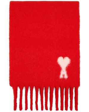 Ami Paris Ami De Coeur Schal Mit Fransen - Rot
