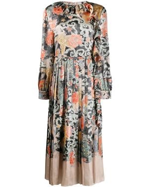 Valentino Garavani Oriental Print Satin Dress - Natural